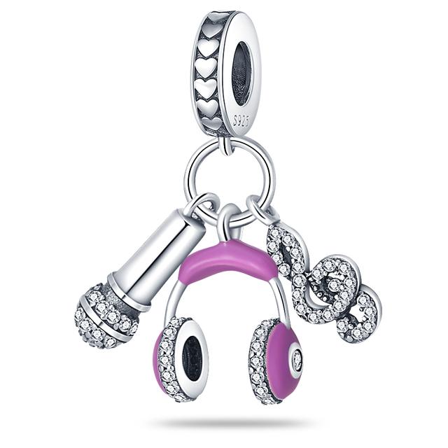 100% 925 Sterling Silver Bear Animals Butterfly Flower Love Heart Pink Charms Fit Bracelet Diy Jewelry Making