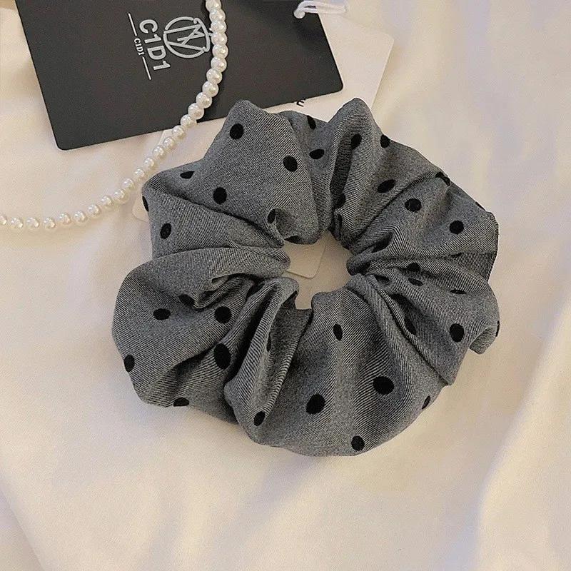 Bow Hair Rope Elegant Temperament Black and Gray Cloth for Women High Ponytail Hair Rope Fashion Girl Does Not Hurt The Hair