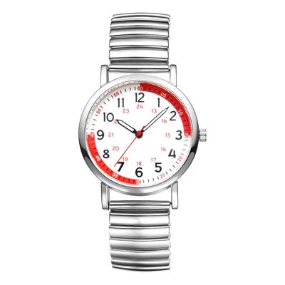 Damen-Uhr mit elastischem Armband, Einheitsgröße, Wasserdicht: Quarzarmbanduhr mit 24-Stunden-Edelstahl-Analoganzeige, gut lesbares Zifferblatt, verstellbar
