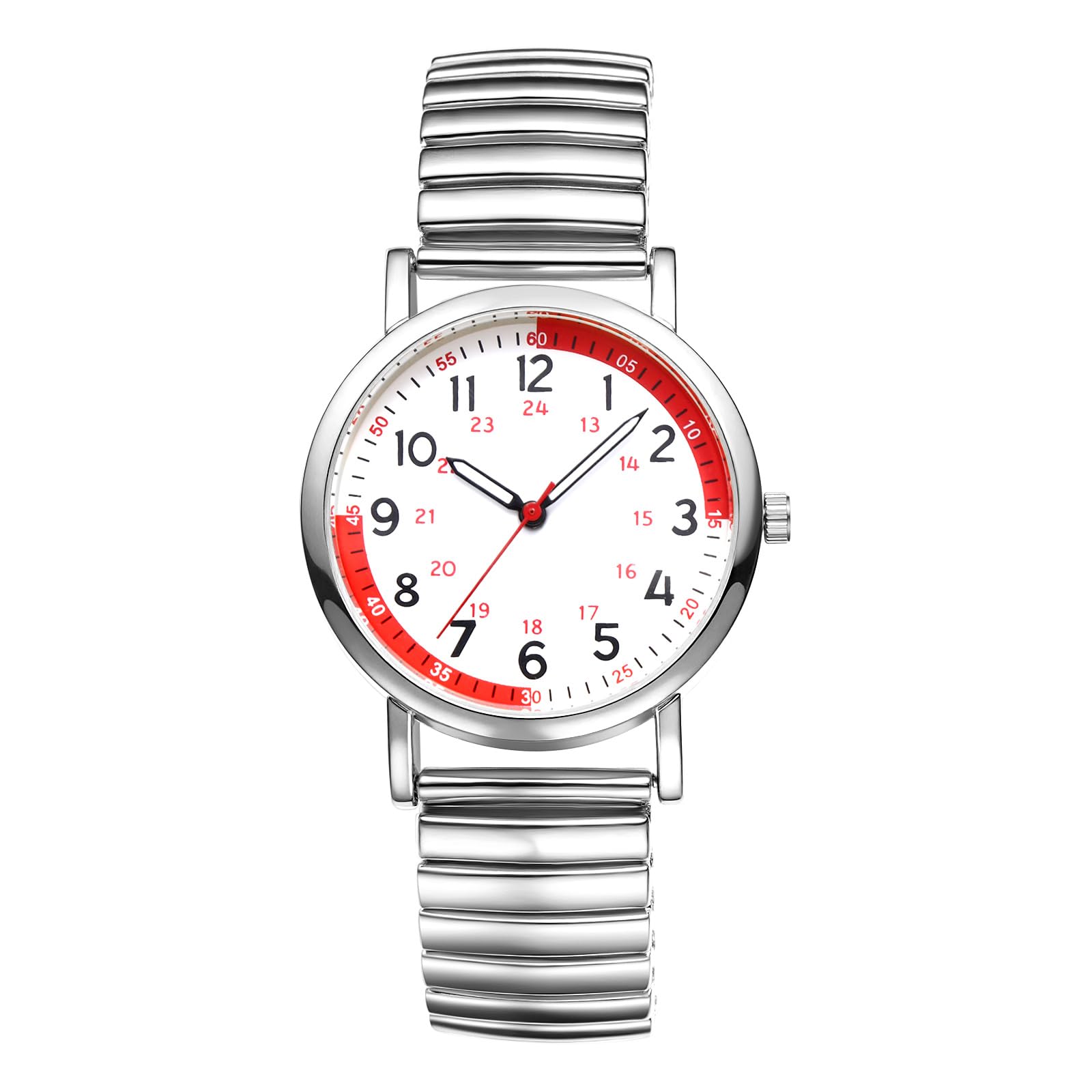 

Women s Elastic Strap Watch, One Size Fits Most, Waterproof: Quartz Watch with 24-Hour Stainless Steel Analog Display, Easy-to-Read Dial, Adjustable