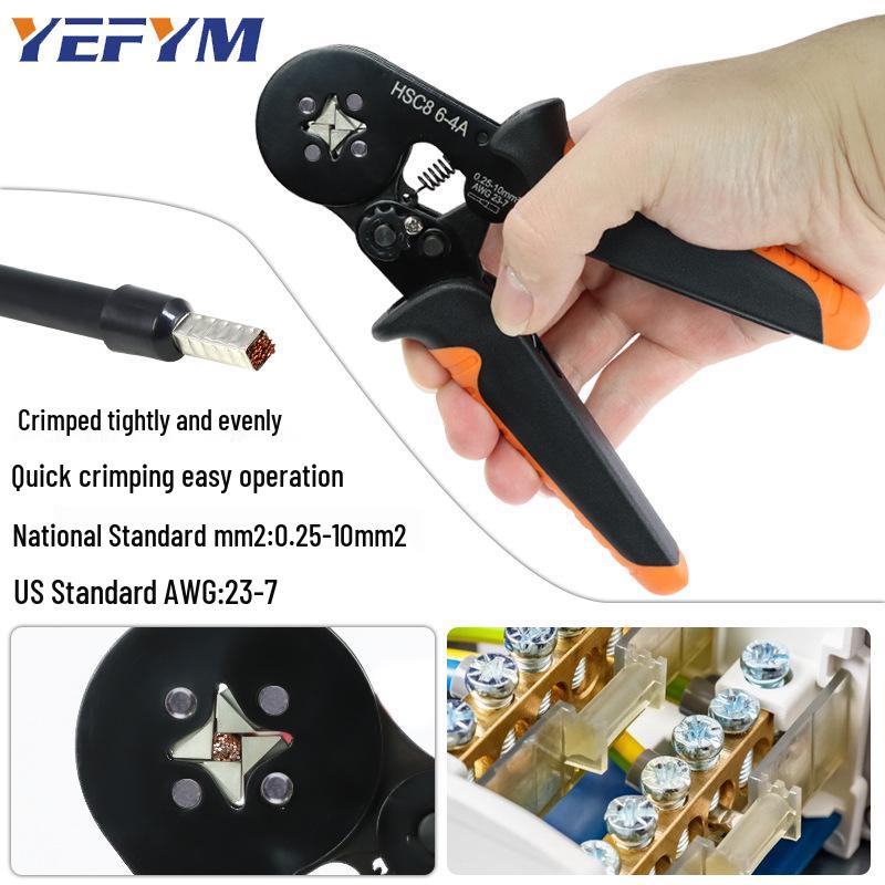 Tubular Terminal Crimping Pliers HSC8-6-4 with 1200-Piece Electrician Kit