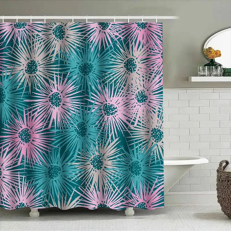 Vintage Floral Print Shower Curtain Waterproof Bath Decoration Pink Blue Green Modern Bathroom Decorations For Home Accessories