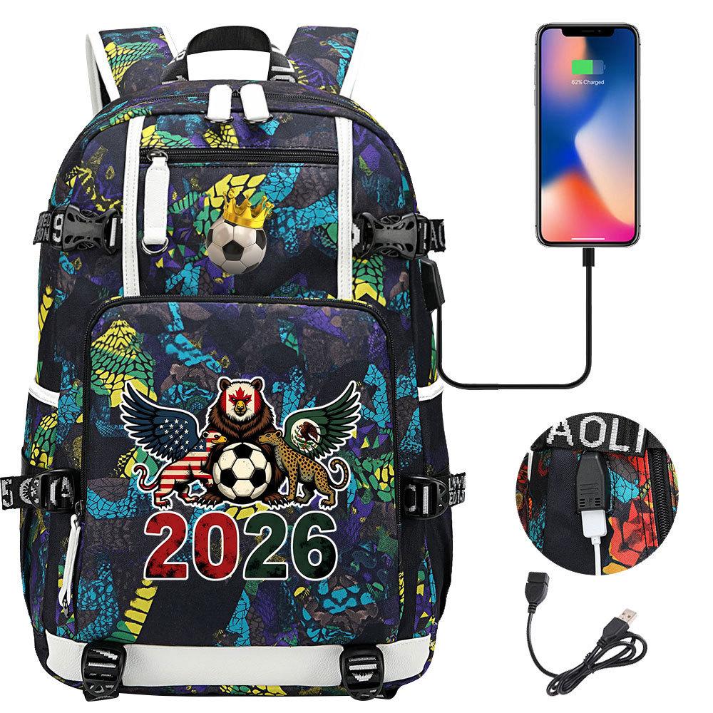 2026 Sports Soccer USB Large Capacity Backpack for Middle High School Students Travel Unisex