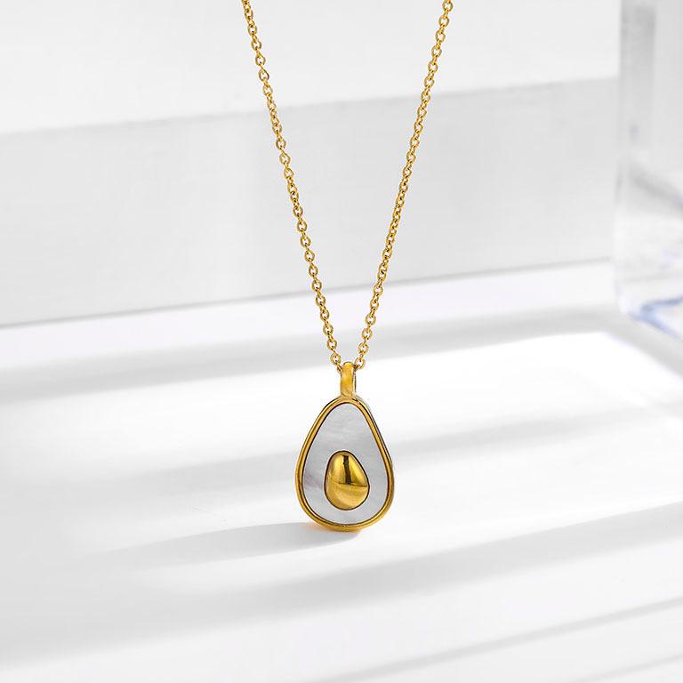 

Универсальное ожерелье на ключицу из перламутра и авокадо: Женский модный титановый сплав, устойчивый к выцветанию, идеально подходит для лета