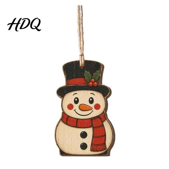 Xmas Wall Hanging Decor Wooden Christmas Santa Claus Ornament Snowman Stocking Tree Wreath Handmade Ornament Decoration 2D Farmhouse Rustic Holiday