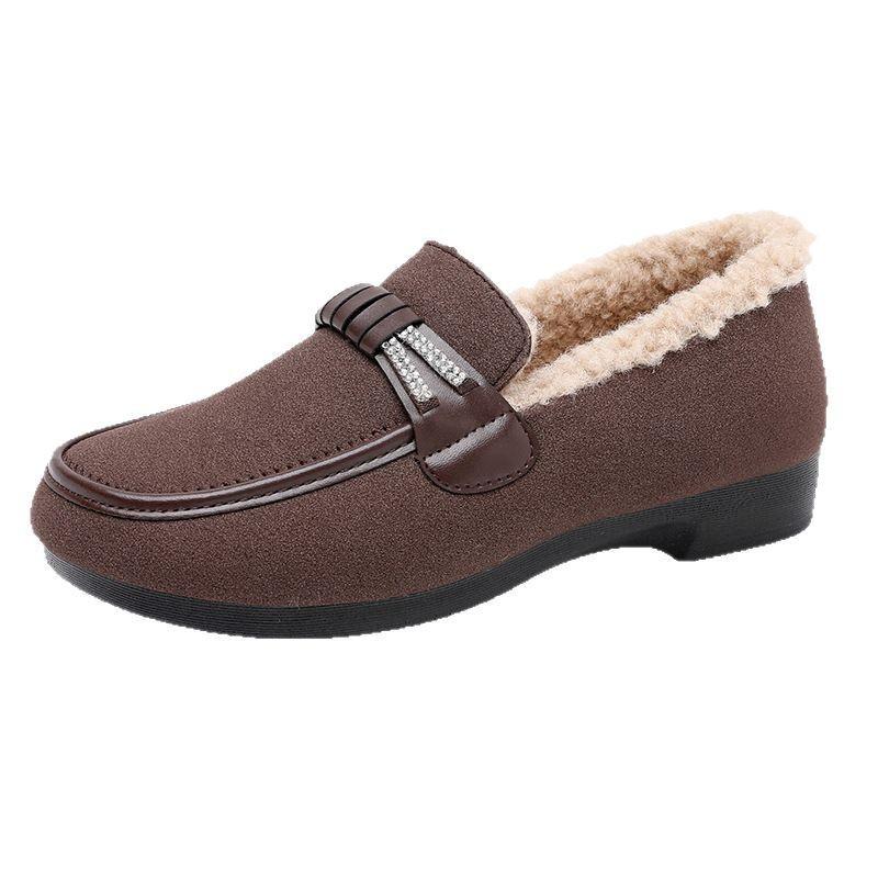 Spring versatile fashion Doudou shoes women's casual velvet warm soft sole medium casual single