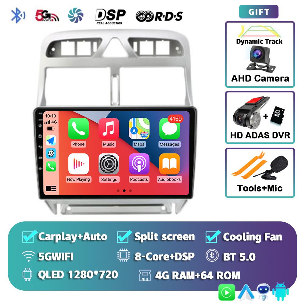 Android 14 Carplay Auto 4G+WIFI 2din Car Radio For Peugeot 307 2002-2013 Multimedia Video Player GPS Navigation Head Unit Stereo