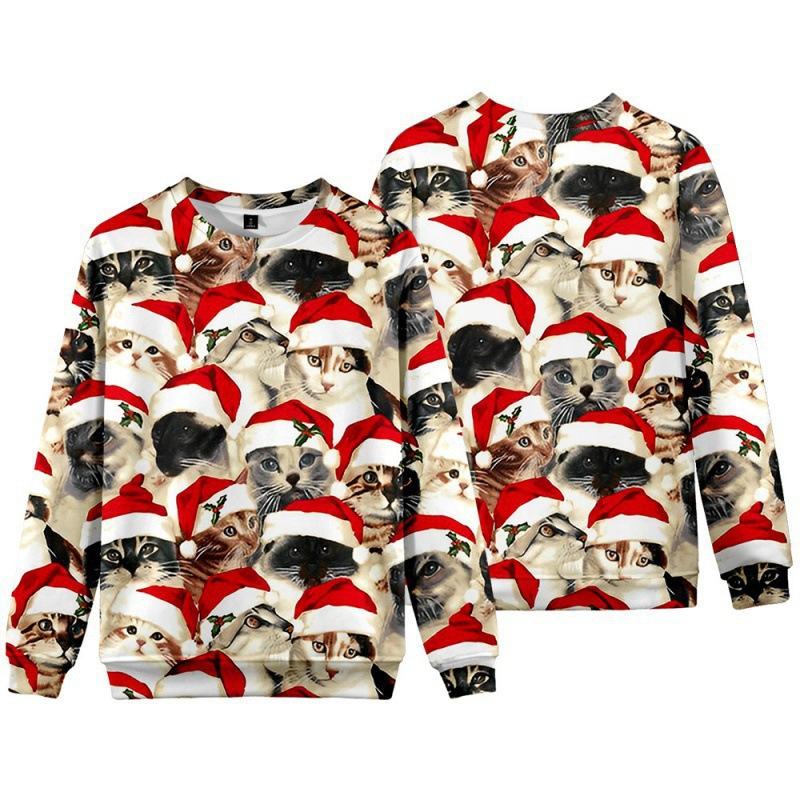 New Christmas Elderly Snowman 3D Digital Casual Round Neck Long Sleeve Men's Women's Hoodies