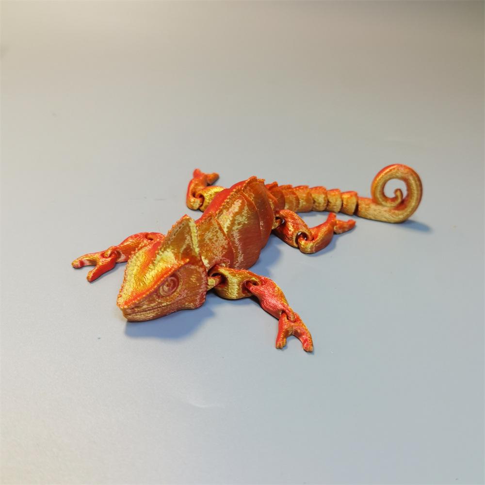 Multi-Color 3D Printed Chameleon Toy Ornaments - Colorful Animal Doll for Christmas & Children's Day