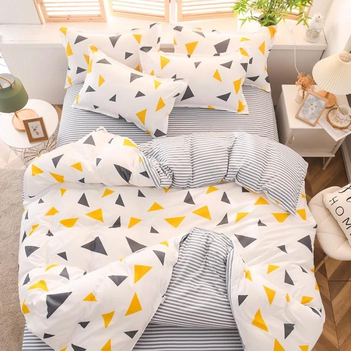 New Comfortable Soft Skin-friendly Cotton Aloe Vera Cotton Four-piece Set Active Cotton Bedding Sheet Quilt Cover