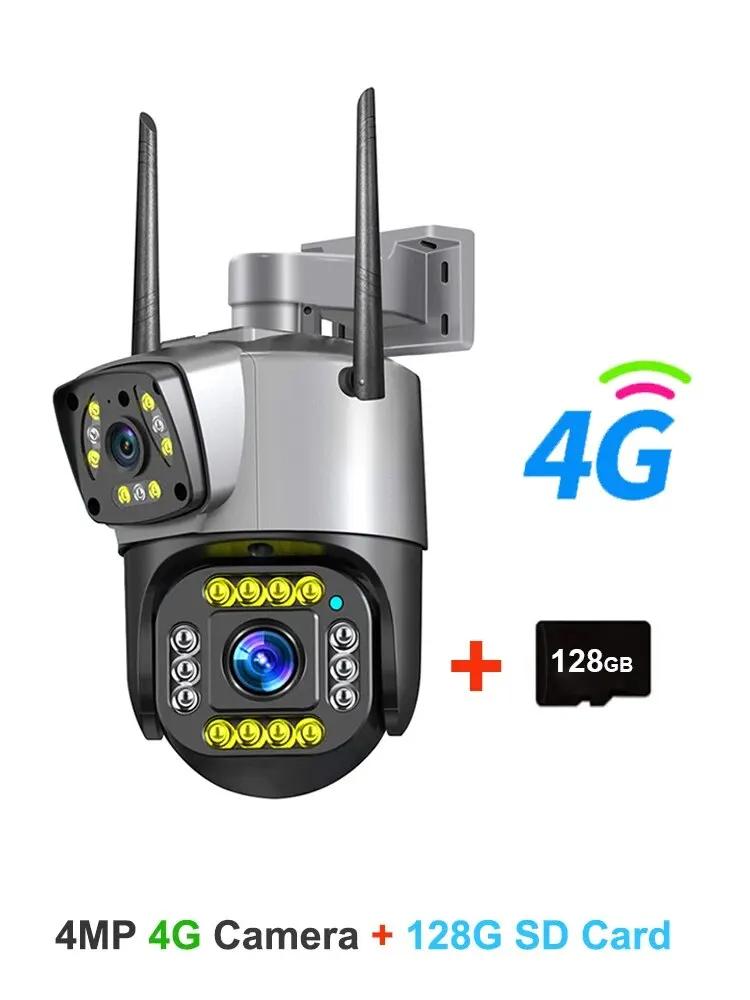 Nytt EU Dual Lens 4G IP-kamera WiFi 8MP 4K overvåkingskameraer Trådløst utendørs Smart Home Night Vision V380 digital zoom CCTV-kamera