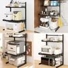 Uyoyous 3-Tier Over-the-Range Rack, Adjustable Width 39-62cm, Height 27-52cm, Rice Cooker Stand, Microwave Rack, 30kg Weight Capacity, Kitchen Storage