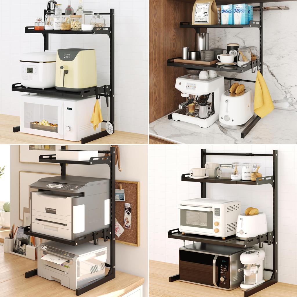 Uyoyous 3-Tier Over-the-Range Rack, Adjustable Width 39-62cm, Height 27-52cm, Rice Cooker Stand, Microwave Rack, 30kg Weight Capacity, Kitchen Storage