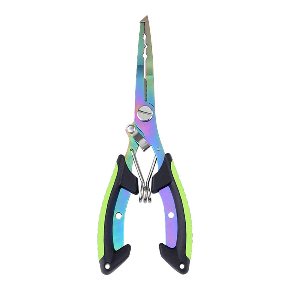 Titanium Dual-Color Eagle Mouth Fish Control Pliers Multifunction Hook Remover Line Cutter Split Ring Opener Lure Pliers