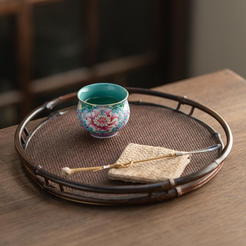 NEW Peony Enamel Painted Flower Master's Perfect Tea Retro Colorful Pottery Six-Color Cup National Trend Souvenir Gift Single Te