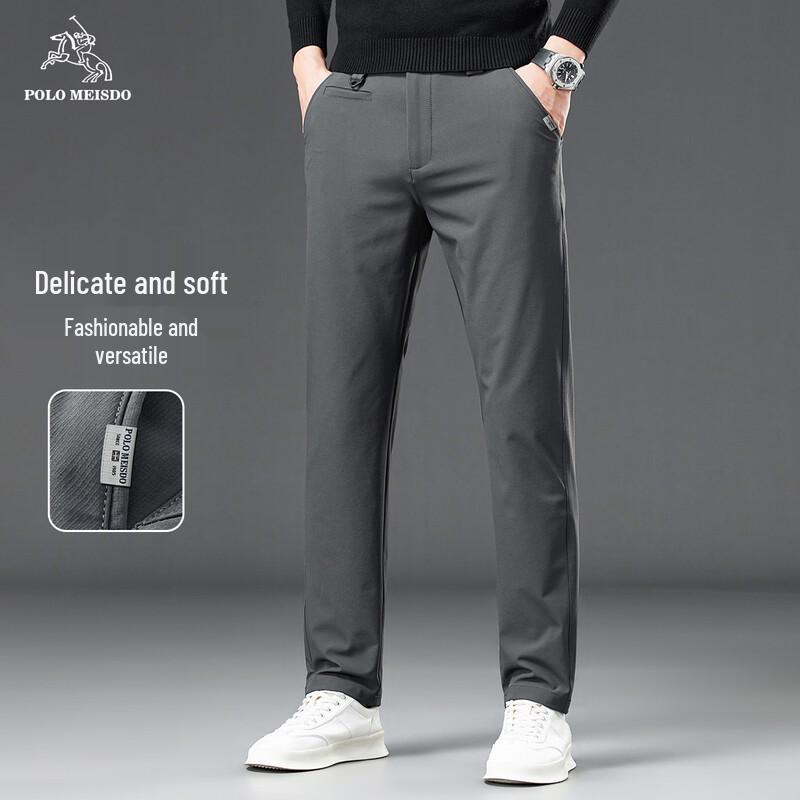 POLOMEISDO Men s Autumn/Winter Business Casual Straight-Leg Stretch Trousers 36