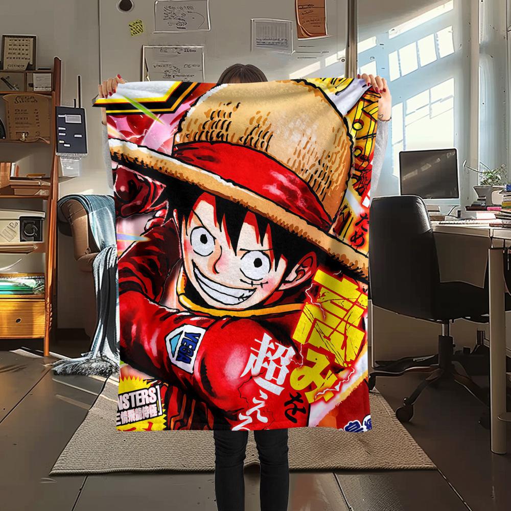 1pz Una Pezzo Monkey D Luffy Coperta in Flanella Fantasia Adatta a Tutte le Stagioni per Arredamento Casa Calore e Comfort Regali Regalo Festivo