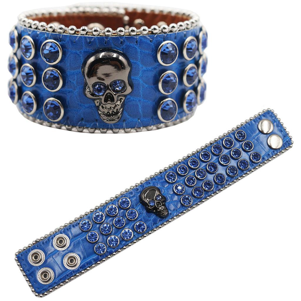 Gothisches Totenkopfnieten-Strassarmband Schmuckdesign PU-Leder Handschmuck