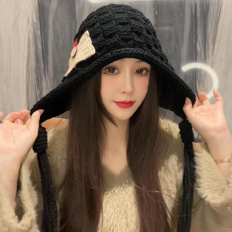 Autumn And Winter Warm Handmade Braid Knitted Hat Trend   Patch Tassel Wool Hat