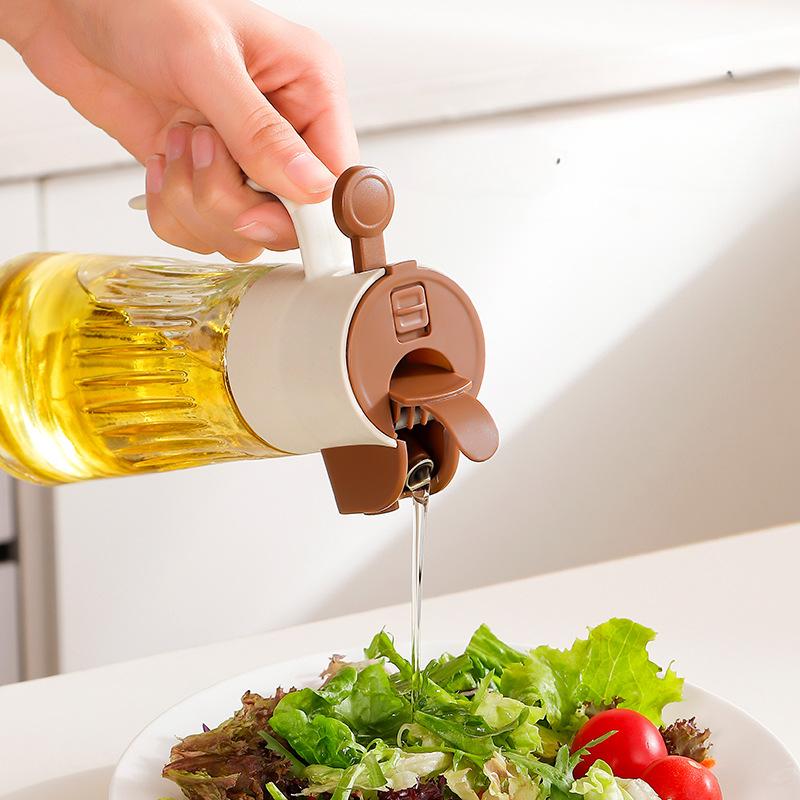 Dual-purpose Kitchen Food Oil Spray Bottle with Automatic Opening and Closing and Leak-proof Glass