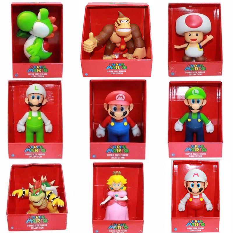 Wysokiej jakości figurki akcji Super Mario Bros 9-calowe z pudełkiem detalicznym