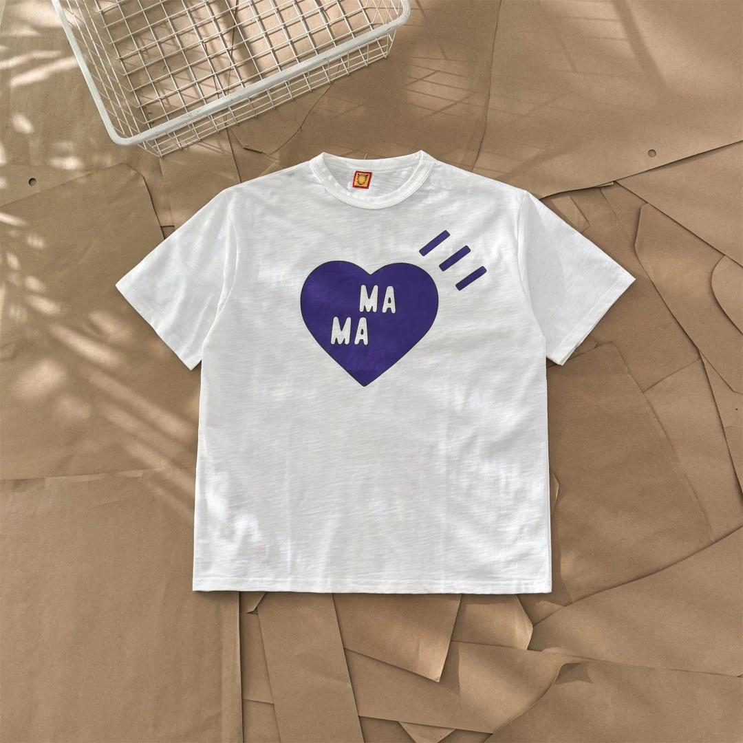 

Японский Sle 25SS Фиолетовый Большое Сердце HM Буква Парная Короткая Футболка Бамбуковый Хлопок Повседневный Прямой Крой С Принтом Топы 4XL