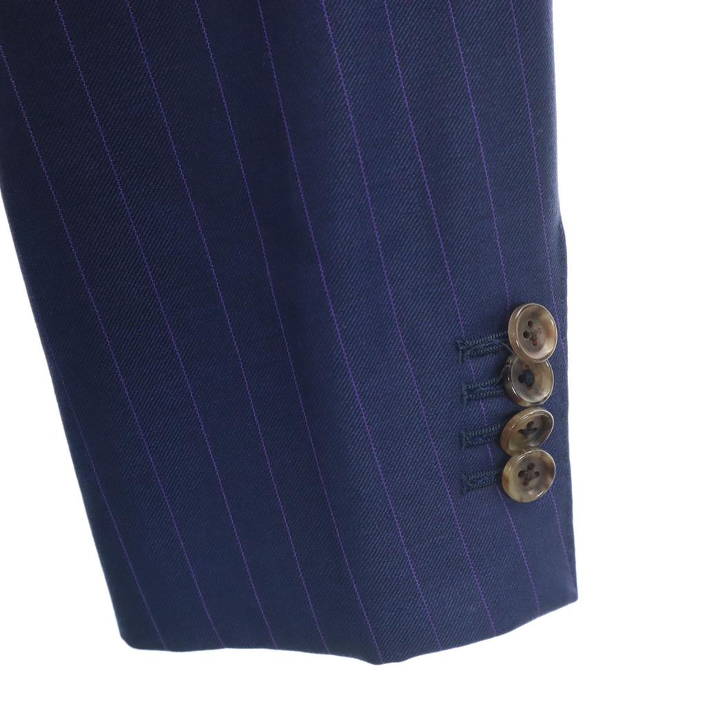 DORMEUIL Wollgestreifte maßgeschneiderte Jacke Marineblau Herren Gebraucht