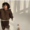 Korean Style Winter Kids' Thick Hooded Cotton Jacket & Pants Set for Girls