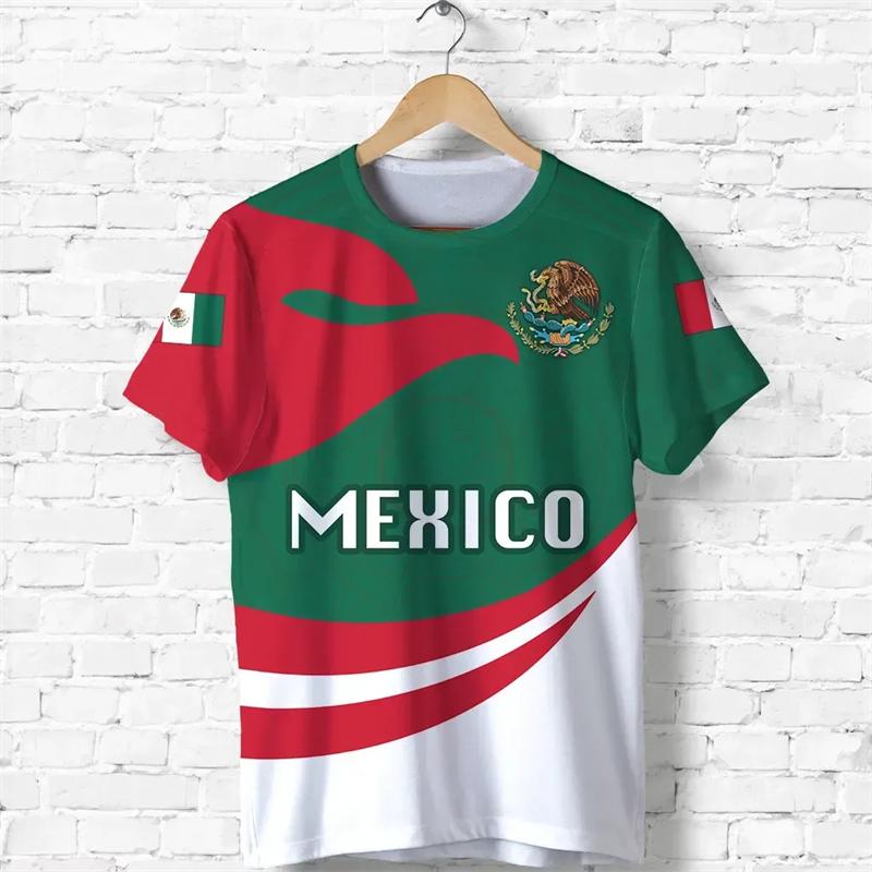 Mexico National Flag T Shirts For Men Fashion Mexican Eagle Pattern Short Sleeve Oversized T-shirt Fitness Running GYM Tees Tops