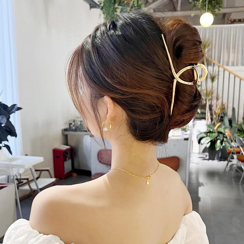 Metal Gold Line Hair Clip 4P SET