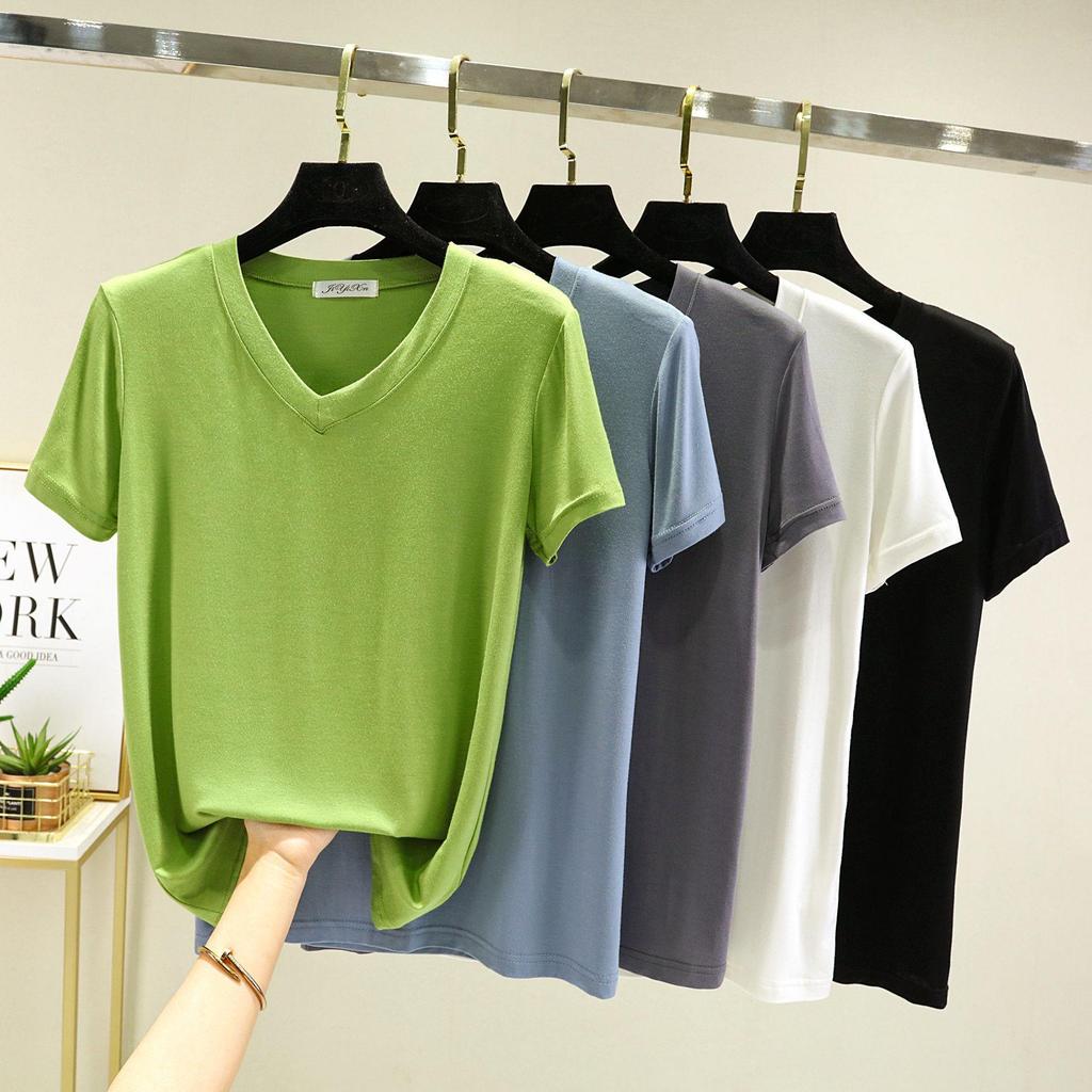 2025 Women's Modal V-neck Slimming Short Sleeve Cotton Top