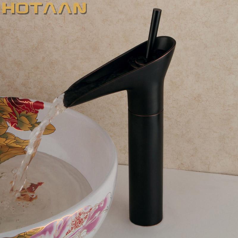 Rubinetto a Cascata Classico in Bronzo Antico per Lavabo a Foro Singolo Acqua Calda Fredda Rubinetto a Calice per Lavabo da Bagno YT-5039