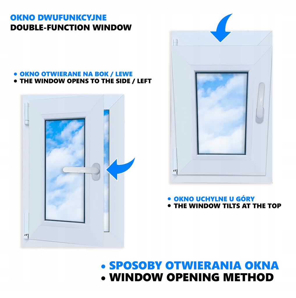 Ventana de PVC Blanca 40x60 Izquierda 400x600 mm Oscilobatiente, Doble Acristalamiento