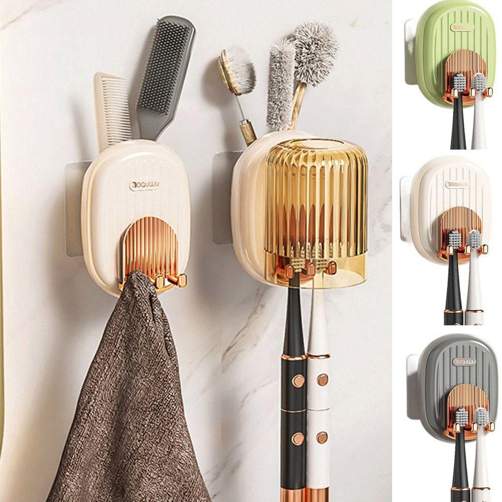 

Plastic Toothbrush Holder Punch-free Toothbrush Mouthwash Cup Hanger Couple