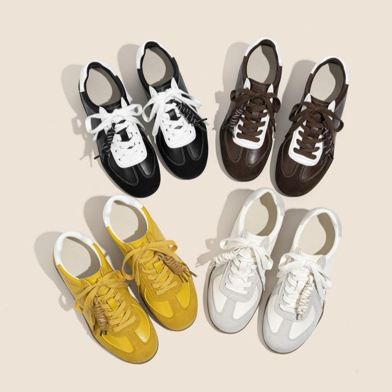 Retro platform German training shoes women's 2025 new rope knot lace color matching casual sports shoes heightening Forrest Gump shoes board shoes