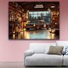 Vintage Car Garage Background - 100% Polyester Vintage Style Decor for Classic Car Enthusiasts