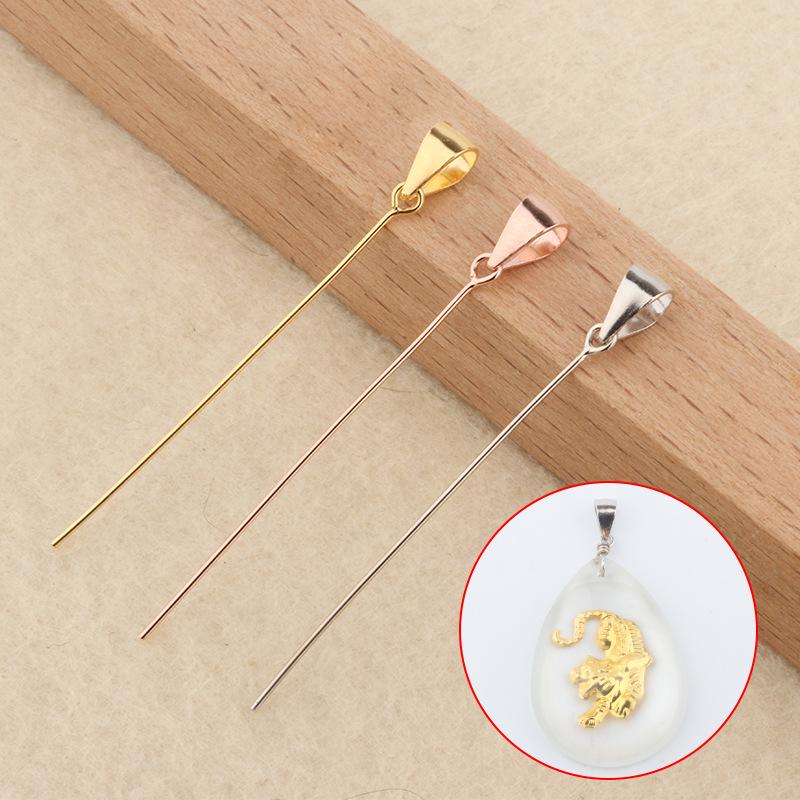 Tingxiang 2021 S925 Sterling Silver Needle and Pendant Clasps for Jewelry Silver Needle Clasp (4 cm) - 1 piece