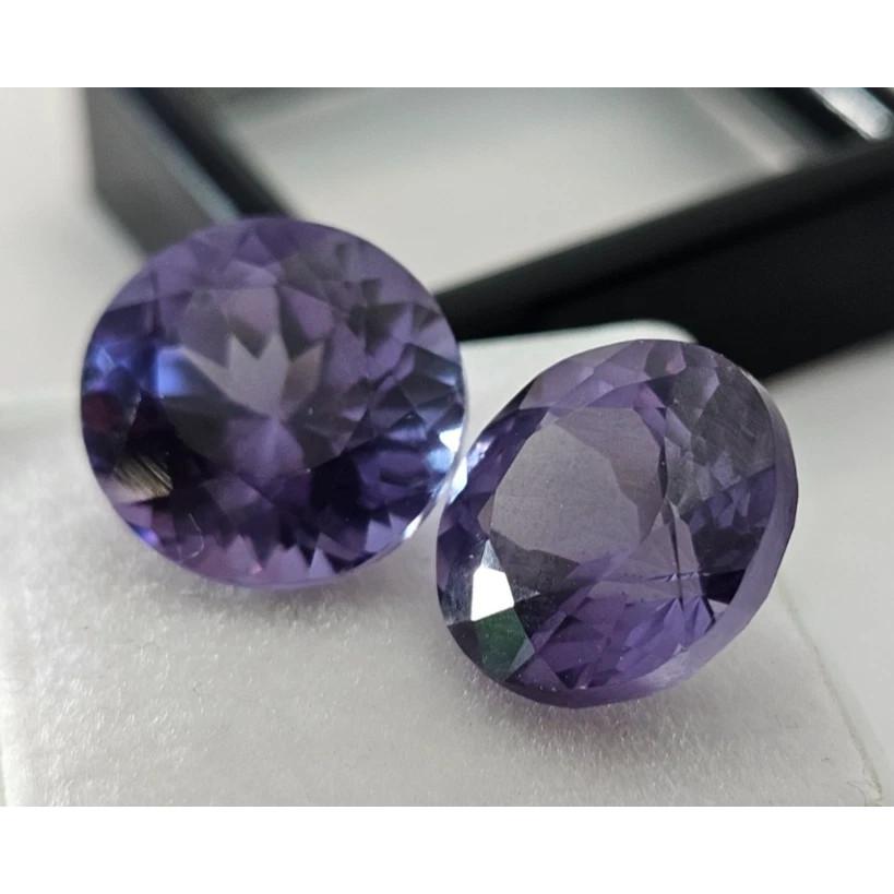 Round Cut Natural Alexandrite 18-19 Ct Pair Beautiful Certified Loose Gemstone