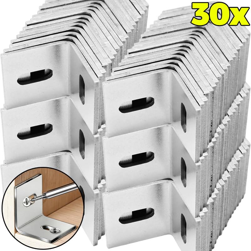 10/30pcs Universal Alloy Corner Brackets 90 Degree Right Angle Bracket for Wood Furniture Cabinet Connect Fastener Accessories