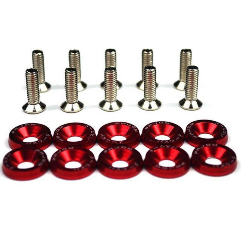 10pcs/set Car Modified Hex Fasteners Fender Washer Bumper Engine Concave Screws Aluminum Fender Washers and M6 Bolt