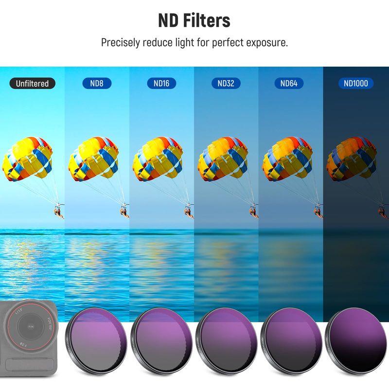 NEEWER ND/PL Filter Set Compatible with DJI Osmo Action 3/4/5 Pro Neutral Density Polarizing Action Camera Accessories