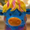 Yousheng Highland Cow Figurine Resin Multicolor Cow Miniature Ornament Hand-painted Highland Cattle Statue for Farmhouse Home Office Desktop Decor