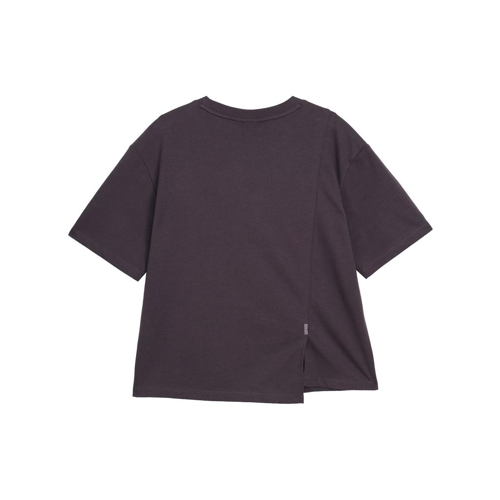 Skechers Round Neck Breathable Moisture-Wicking Quick-Dry Casual Sports Short Sleeve Drop Shoulder T-Shirt Women Tops Periscope-Gray L224W005-0403