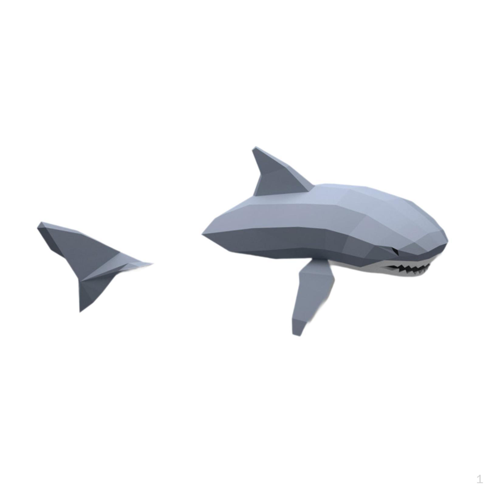 

Паперова 3D-модель акули, унікальний настінний декор ручної роботи, прикраса домашнього офісу, саморобна тварина