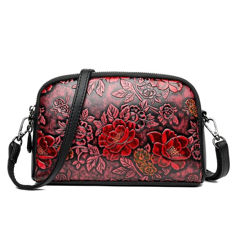 Sac à main en cuir de haute qualité, sac de luxe de styliste rétro Style ethnique imprimé 3D, sac à bandoulière mode diagonale, pochette croisée pour téléphone