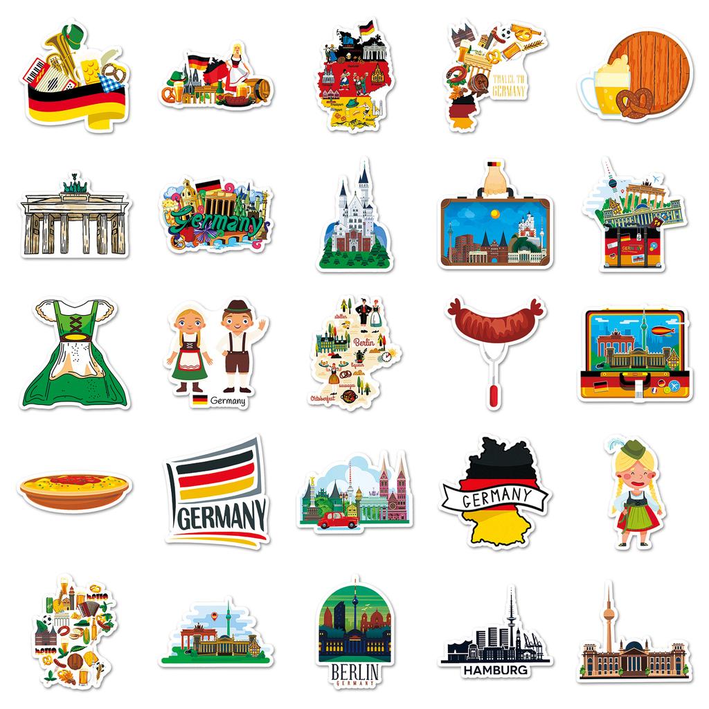 50Pcs Outdoor Scenic Tourism In Germany Graffiti Stickers Beautiful Scenery Cartoon Decal Notebook Phone Suitcase Kid Toys