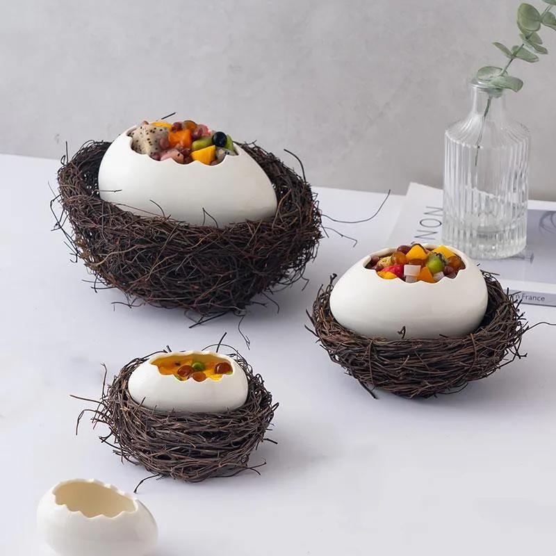 Kreative Vogelnester Dekoration Dessertschale, Eierschalen-Schale, Keramik-Geschirr, Back-Pudding-Schale, Eier-Dämpfer, Küchenutensilien