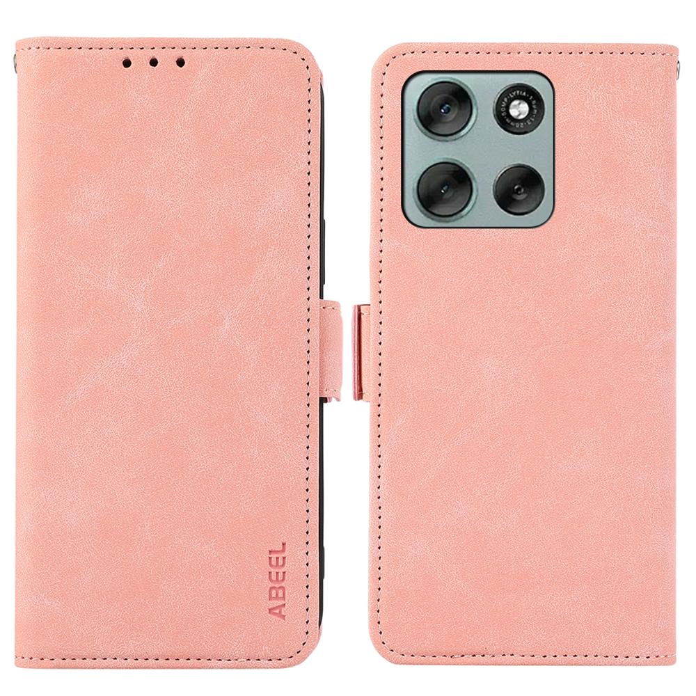ABEEL For Motorola Moto G86 Power 5G Case PU Leather Folio Stand View RFID Blocking Phone Cover