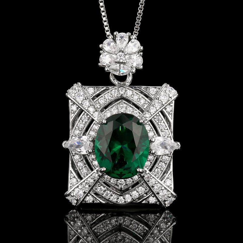 Necklace Earring Ring Set Jewelry Live Broadcast Emerald Color Treasure High-end Fashion Women's