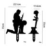 Garden Decoration Stake Fallen Soldier Silhouette Outdoor Decor Plug-in Kneeling Character Courtyard Sign Statue New